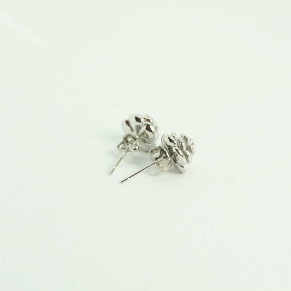 .925 Sterling Plated Flower Stud Earrings - Picture 4 of 5